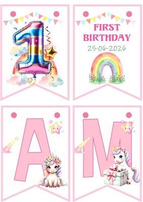 Personalised Bunting : Birthday Unicorn